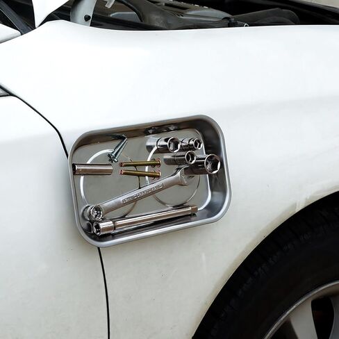 مغناطيسات CMS - (2 قيراط، 5.5 بوصة × 9 بوصة) صينية مستطيلة من الفولاذ المقاوم للصدأ مع مغناطيس قوي للأدوات والأجهزة، التطبيقات - صينية الأدوات، منظم للميكانيكا والحرفيين، متجر السيارات، ورشة عمل in Kuwait