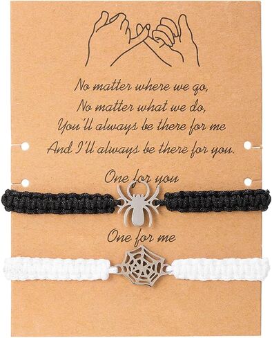 Spider Matching Bracelets for Couples Halloween Couple Bracelets Handmade Woven Couple Bracelets Y2K Friendship Bracelets Pinky Promise Bracelets Halloween Prom Jewelry in Kuwait