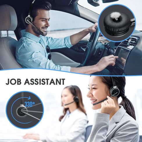 XAPROO Wireless Headset with Microphone for PC, 2024 Upgraded Wireless Computer Headset with USB Dongle, Single Ear Headset with Charging Base, USB Wireless Headset for Work Office Skype Zoom in Saudi Arabia