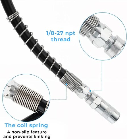 2 Pcs GreaseGun Accessory Kit 19 Inch Resin Spring Flex Hose GreaseGun Accessory Kit GreaseGun Flexible Hose Spring Flex Hose Lock Coupler Set Grease Fitting With Coupler in Saudi Arabia