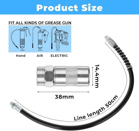 2 Pcs GreaseGun Accessory Kit 19 Inch Resin Spring Flex Hose GreaseGun Accessory Kit GreaseGun Flexible Hose Spring Flex Hose Lock Coupler Set Grease Fitting With Coupler in Saudi Arabia
