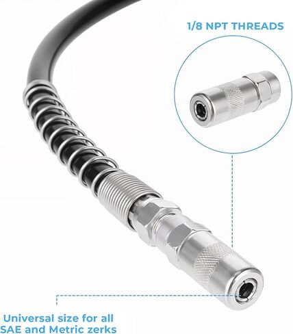 2 Pcs GreaseGun Accessory Kit 19 Inch Resin Spring Flex Hose GreaseGun Accessory Kit GreaseGun Flexible Hose Spring Flex Hose Lock Coupler Set Grease Fitting With Coupler in Saudi Arabia