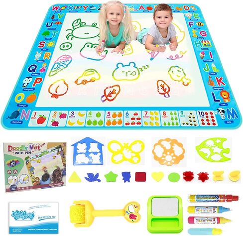 Water Doodle Mat Kids Painting Writing Board Mess Free Doodle Drawing Mat Educational Toys Gifts 40X 32 Inches Extra Large Coloring Mats for Toddlers Boys Girls Age 3 4 5 6 7 8 9 10 11 12 Year Old in Saudi Arabia