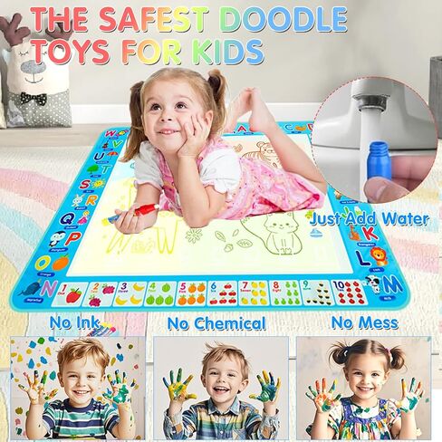 Water Doodle Mat Kids Painting Writing Board Mess Free Doodle Drawing Mat Educational Toys Gifts 40X 32 Inches Extra Large Coloring Mats for Toddlers Boys Girls Age 3 4 5 6 7 8 9 10 11 12 Year Old in Saudi Arabia
