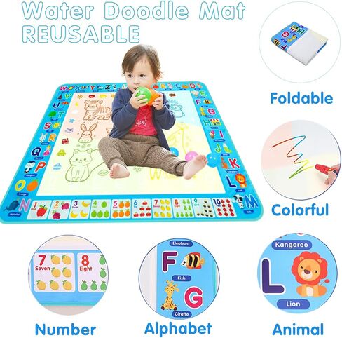 Water Doodle Mat Kids Painting Writing Board Mess Free Doodle Drawing Mat Educational Toys Gifts 40X 32 Inches Extra Large Coloring Mats for Toddlers Boys Girls Age 3 4 5 6 7 8 9 10 11 12 Year Old in Saudi Arabia