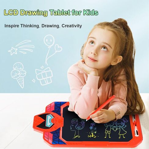 10 Inch LCD Writing Tablet for Kids, Alien Warrior Design Drawing Tablet, Doodle Board Pad for Learning, Toy Gift for Boys 3-6 Years Old (Red) in Saudi Arabia
