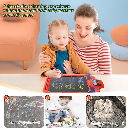 10 Inch LCD Writing Tablet for Kids, Alien Warrior Design Drawing Tablet, Doodle Board Pad for Learning, Toy Gift for Boys 3-6 Years Old (Red) in Saudi Arabia
