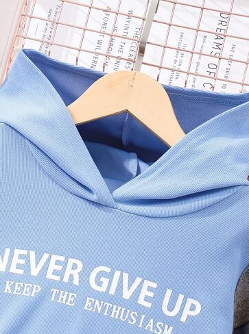 طقم ملابس منقوشة للفتيات من Hilinker مكونة من قطعتين مع قلنسوة وسراويل رياضية ملونة in Kuwait