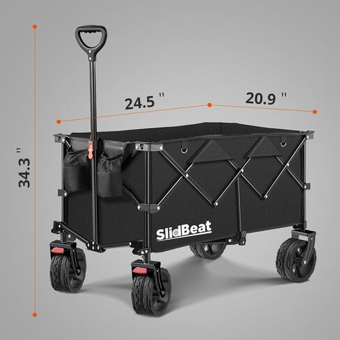 220L Collapsible Wagon with Big Wheels - Heavy Duty Utility Foldable Cart, All-Terrain Wheel & Drink Holders Portable Grocery Carts for Outdoor, Travel, Camping, Beach, Garden,Fishing in Saudi Arabia