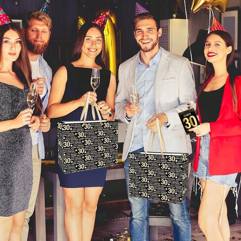 RUMIA Black Gold 30th Birthday Gift Set - Gift Bag, Tissue Paper, Greeting Card & Wrapping Paper for Birthday Party Supplies in Kuwait