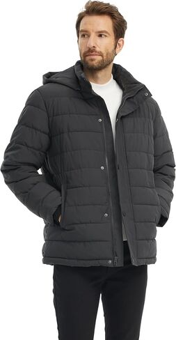 wantdo Men's Quilted Puffer Jacket Hooded Thicken Coat Warm Winter Coat Outwear in Kuwait