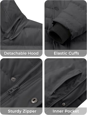 wantdo Men's Quilted Puffer Jacket Hooded Thicken Coat Warm Winter Coat Outwear in Kuwait