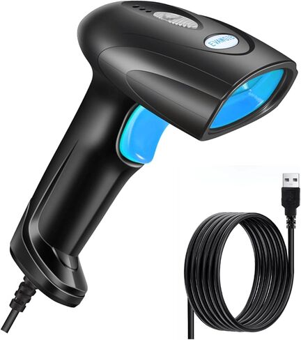 ماسح باركود سلكي محمول 1D - ماسح ضوئي محمول USB QR متين، فك تشفير سريع، واجهة متعددة، قارئ رمز شريطي بتصميم مريح للمكتبة الشخصية والفصول الدراسية باللون الأسود in Kuwait
