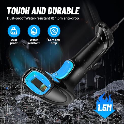 ماسح باركود سلكي محمول 1D - ماسح ضوئي محمول USB QR متين، فك تشفير سريع، واجهة متعددة، قارئ رمز شريطي بتصميم مريح للمكتبة الشخصية والفصول الدراسية باللون الأسود in Kuwait