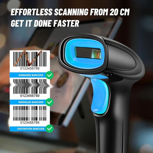 ماسح باركود سلكي محمول 1D - ماسح ضوئي محمول USB QR متين، فك تشفير سريع، واجهة متعددة، قارئ رمز شريطي بتصميم مريح للمكتبة الشخصية والفصول الدراسية باللون الأسود in Kuwait