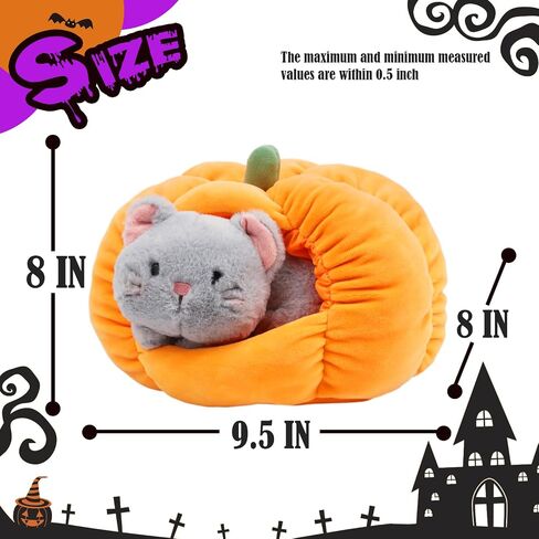Hopearl Halloween Cat Pumpkin Cave Sufffed Animal 2 in 1 Playset Pet with Pumpkin House Plush Toy Pillow with Separable Kitty Gift for Kids, 9.5'' in Saudi Arabia