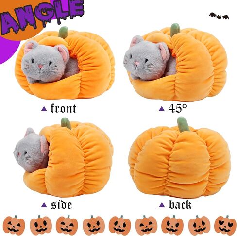 Hopearl Halloween Cat Pumpkin Cave Sufffed Animal 2 in 1 Playset Pet with Pumpkin House Plush Toy Pillow with Separable Kitty Gift for Kids, 9.5'' in Saudi Arabia