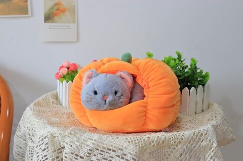 Hopearl Halloween Cat Pumpkin Cave Sufffed Animal 2 in 1 Playset Pet with Pumpkin House Plush Toy Pillow with Separable Kitty Gift for Kids, 9.5'' in Saudi Arabia