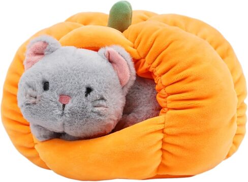 Hopearl Halloween Cat Pumpkin Cave Sufffed Animal 2 in 1 Playset Pet with Pumpkin House Plush Toy Pillow with Separable Kitty Gift for Kids, 9.5'' in Saudi Arabia
