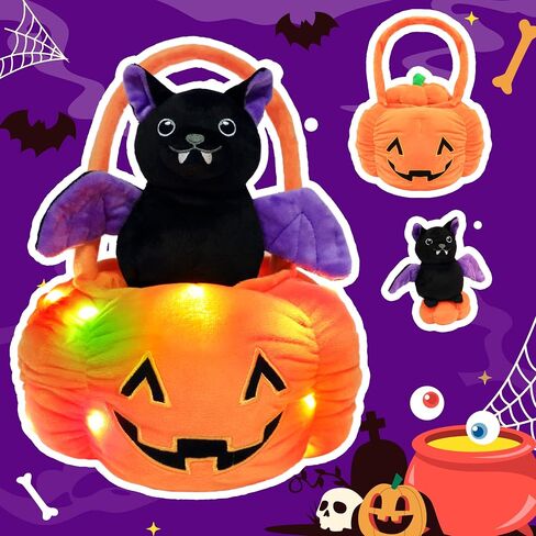 Hopearl Halloween Cat Pumpkin Cave Sufffed Animal 2 in 1 Playset Pet with Pumpkin House Plush Toy Pillow with Separable Kitty Gift for Kids, 9.5'' in Saudi Arabia