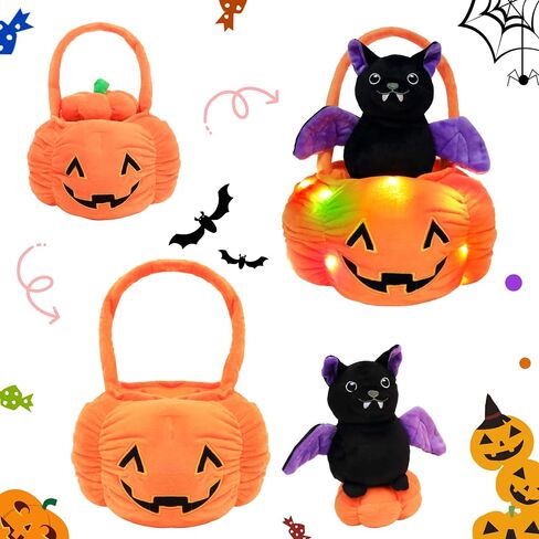 Hopearl Halloween Cat Pumpkin Cave Sufffed Animal 2 in 1 Playset Pet with Pumpkin House Plush Toy Pillow with Separable Kitty Gift for Kids, 9.5'' in Saudi Arabia
