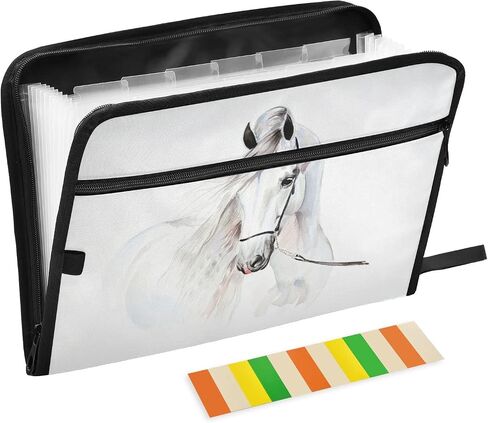 senya Accordian File Organizer, White Horse Expanding File Folder 13 Pockets with Zipper for Documents, A4 Letter Size File in Saudi Arabia