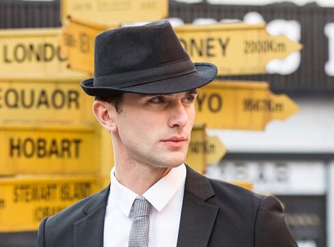 قبعة فيدورا تريلبي كلاسيكية منظمة للجنسين من مانهاتن، قبعة قصيرة الحافة من جاز بنما in Kuwait