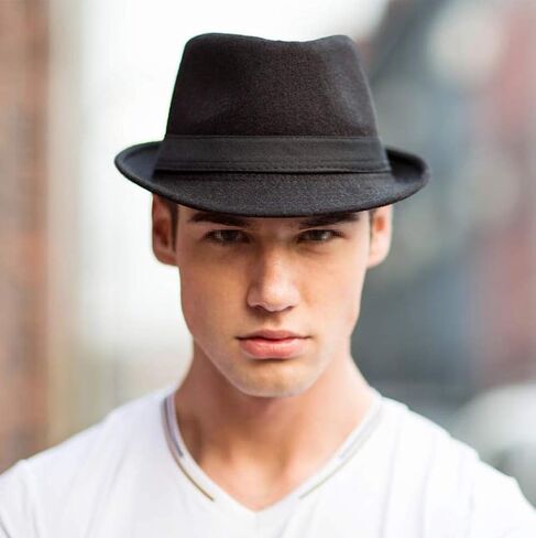 قبعة فيدورا تريلبي كلاسيكية منظمة للجنسين من مانهاتن، قبعة قصيرة الحافة من جاز بنما in Kuwait