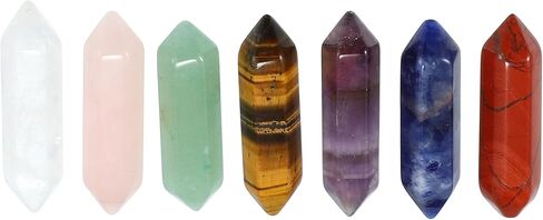 مجموعة أحجار الكريستال الطبيعية فوكوستي، 7 أحجار شاكرا، للتأمل واليوجا وتزيين المكاتب المنزلية in Kuwait