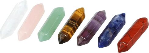 مجموعة أحجار الكريستال الطبيعية فوكوستي، 7 أحجار شاكرا، للتأمل واليوجا وتزيين المكاتب المنزلية in Kuwait