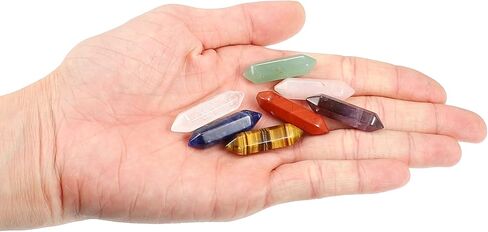 مجموعة أحجار الكريستال الطبيعية فوكوستي، 7 أحجار شاكرا، للتأمل واليوجا وتزيين المكاتب المنزلية in Kuwait