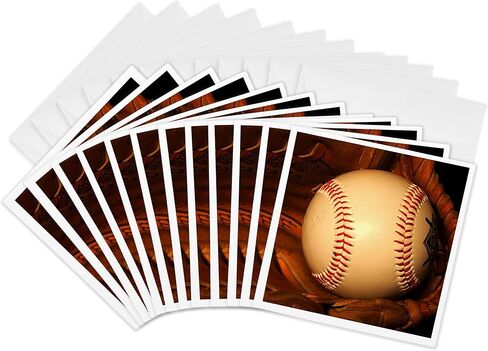 3dRose Baseball - بطاقات تهنئة، 6 × 6 بوصات، مجموعة من 12 (gc_4387_2) in Saudi Arabia