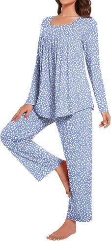 Anydeer Women's Pajamas Sets Long Sleeve 2 Piece Fall Lounge Set Soft Pjs Long Pant With Pockets in Saudi Arabia