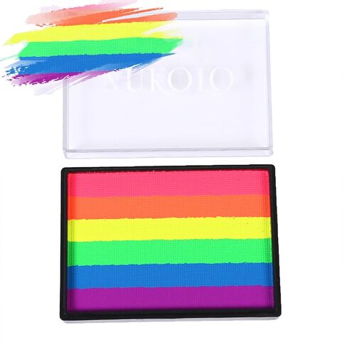 50g Rainbow Face Paint Professional Split Cake Palette Water Based Eyeliner Graphic Hydra Liner Body Painting Makeup,Non-Toxic & Washable Suit for Halloween Party in Kuwait