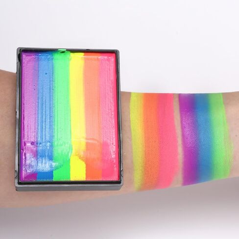 50g Rainbow Face Paint Professional Split Cake Palette Water Based Eyeliner Graphic Hydra Liner Body Painting Makeup,Non-Toxic & Washable Suit for Halloween Party in Kuwait