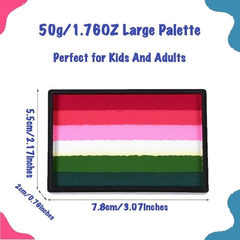 50g Rainbow Face Paint Professional Split Cake Palette Water Based Eyeliner Graphic Hydra Liner Body Painting Makeup,Non-Toxic & Washable Suit for Halloween Party in Kuwait