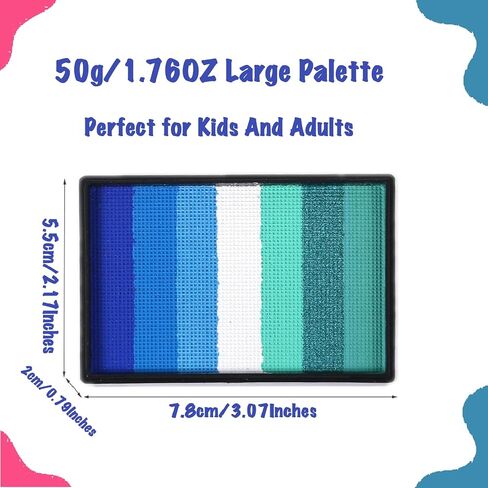 50g Rainbow Face Paint Professional Split Cake Palette Water Based Eyeliner Graphic Hydra Liner Body Painting Makeup,Non-Toxic & Washable Suit for Halloween Party in Kuwait