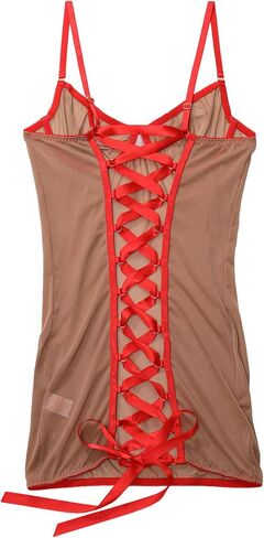 Lilosy Sexy Crisscross Backless Underwire Mesh Sheer Lingerie Mini Dress in Saudi Arabia