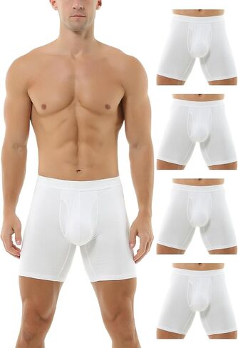 Hoerev Pack of 4,Men's Trunk Long Leg Underwear Comfortable and Breathable Boxers in Saudi Arabia