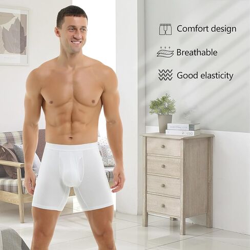 Hoerev Pack of 4,Men's Trunk Long Leg Underwear Comfortable and Breathable Boxers in Saudi Arabia