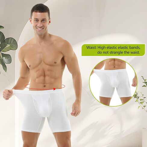 Hoerev Pack of 4,Men's Trunk Long Leg Underwear Comfortable and Breathable Boxers in Saudi Arabia
