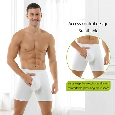 Hoerev Pack of 4,Men's Trunk Long Leg Underwear Comfortable and Breathable Boxers in Saudi Arabia