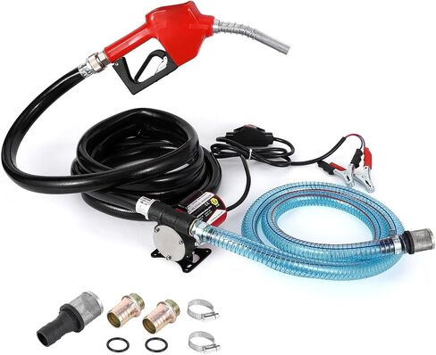 GAOMON 12V Fuel Transfer Pump, Diesel Transfer Pump with Nozzle Hose for Gasoline, Diesel, Kerosene, 8 GPM Self Priming DC Electric Diesel Fuel Transfer Pump Kit, Black in Saudi Arabia