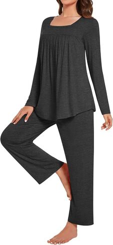Anydeer Women's Pajamas Sets Long Sleeve 2 Piece Fall Lounge Set Soft Pjs Long Pant With Pockets in Saudi Arabia