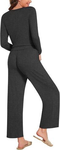 Anydeer Women's Pajamas Sets Long Sleeve 2 Piece Fall Lounge Set Soft Pjs Long Pant With Pockets in Saudi Arabia