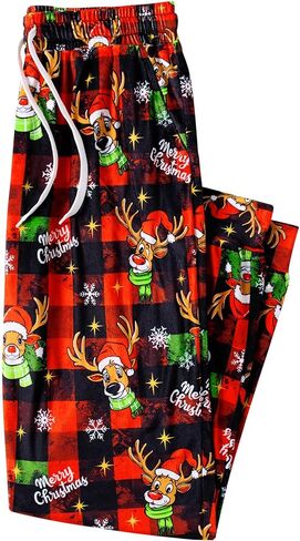 Men's Christmas Fleece Jogger Pajama Pant Funny Holiday Graphic Lounge Sleep Pants with Pockets in Kuwait