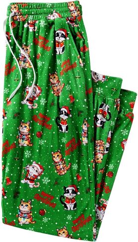 Men's Christmas Fleece Jogger Pajama Pant Funny Holiday Graphic Lounge Sleep Pants with Pockets in Kuwait