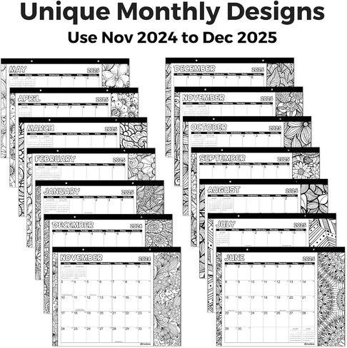 CRANBURY Coloring Desk Calendar 2026, 13.25x17" Doodle Deskpad Calendar or Large Hanging Wall Planner, Includes Planner Stickers, 14 Months, Use Nov 2025 to Dec 2026 in Saudi Arabia