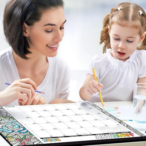 CRANBURY Coloring Desk Calendar 2026, 13.25x17" Doodle Deskpad Calendar or Large Hanging Wall Planner, Includes Planner Stickers, 14 Months, Use Nov 2025 to Dec 2026 in Saudi Arabia
