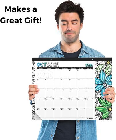 CRANBURY Coloring Desk Calendar 2026, 13.25x17" Doodle Deskpad Calendar or Large Hanging Wall Planner, Includes Planner Stickers, 14 Months, Use Nov 2025 to Dec 2026 in Saudi Arabia